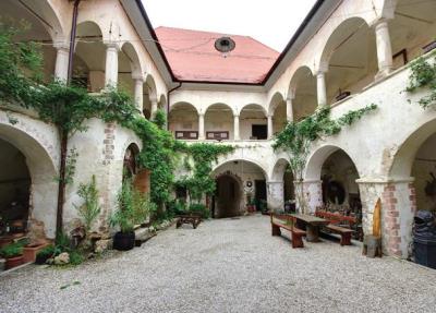 Schloss Innenhof in der Gemeinde Brezice in Slowenien
