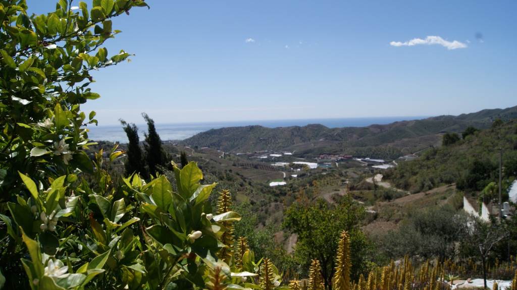 Blick ueber die Landschaft und Meer