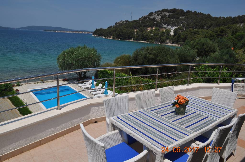 View from the Terrace, over the pool and the Sea